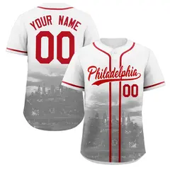White Red-White Philadelphia City Skyline Baseball Jersey