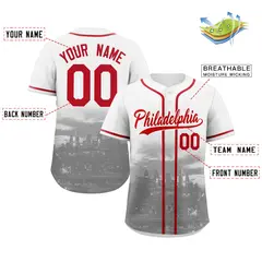 White Red-White Philadelphia City Skyline Baseball Jersey 2