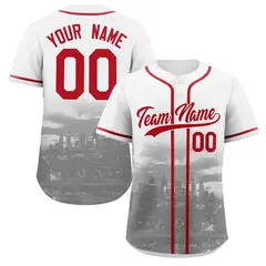 White Red-White Philadelphia City Skyline Baseball Jersey