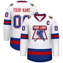 White Red White-Royal Classic Hockey Jersey