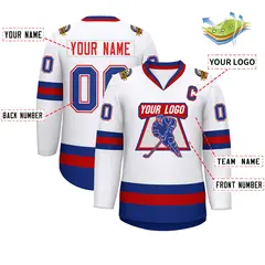 White Red White-Royal Classic Hockey Jersey 3