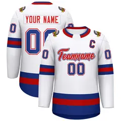 White Red White-Royal Classic Hockey Jersey