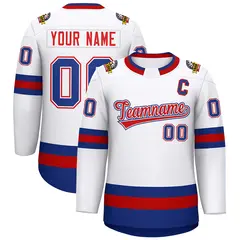 White Red White-Royal Classic Hockey Jersey