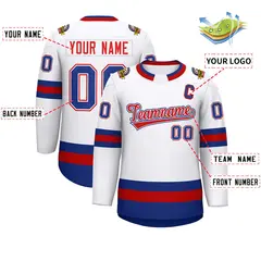 White Red White-Royal Classic Hockey Jersey 2