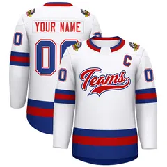 White Red White-Royal Classic Hockey Jersey 1