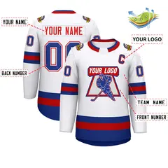 White Red White-Royal Classic Hockey Jersey 2