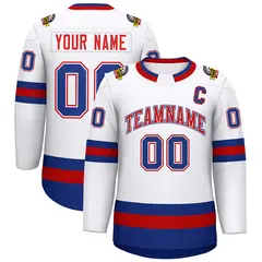 White Red White-Royal Classic Hockey Jersey
