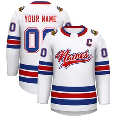 White Red White-Royal Classic Hockey Jersey