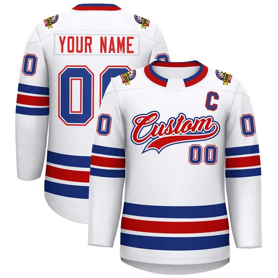 White Red White-Royal Classic Hockey Jersey