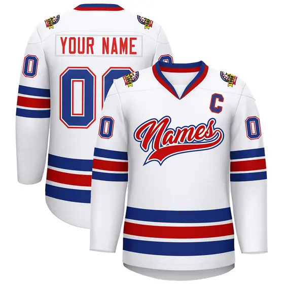 White Red White-Royal Classic Hockey Jersey