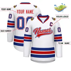 White Red White-Royal Classic Hockey Jersey 2