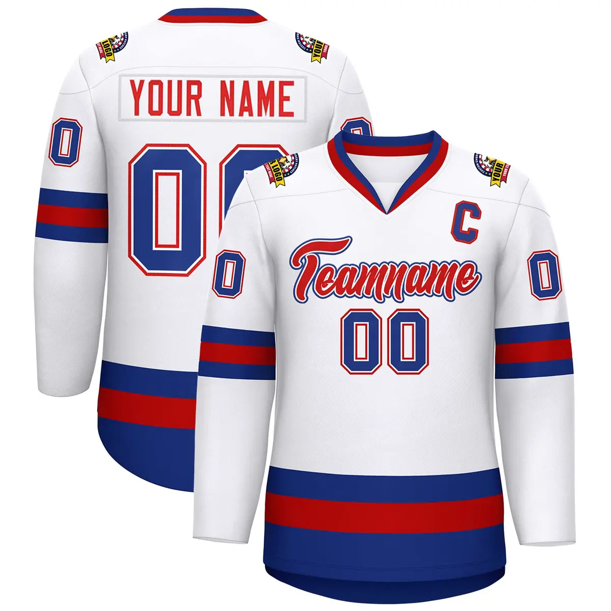 White Red White-Royal Classic Hockey Jersey