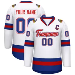 White Red White-Royal Classic Hockey Jersey