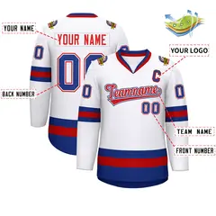 White Red White-Royal Classic Hockey Jersey 2