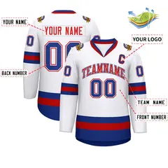 White Red White-Royal Classic Hockey Jersey 2
