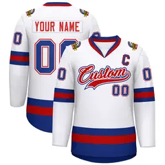 White Red White-Royal Classic Hockey Jersey