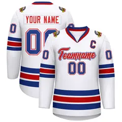 White Red White-Royal Classic Hockey Jersey