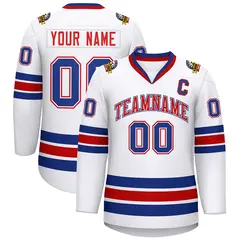 White Red White-Royal Classic Hockey Jersey