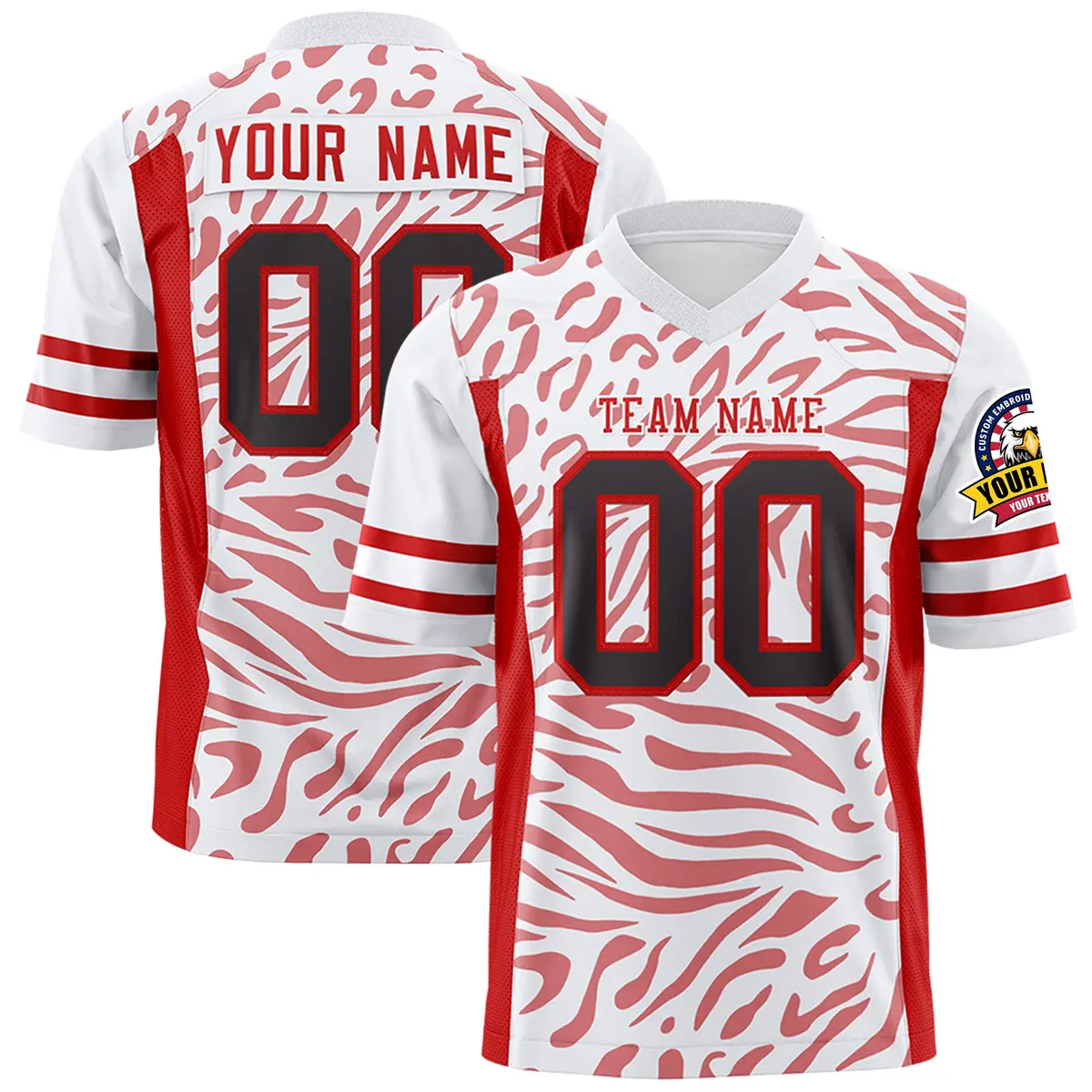 White Red-White Zebra Stripes Authentic Football Jersey