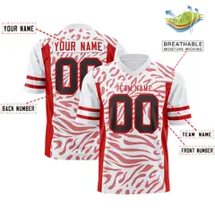 White Red-White Zebra Stripes Authentic Football Jersey 2