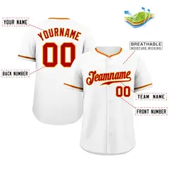 White Red-Yellow Classic Authentic Baseball Jersey 2