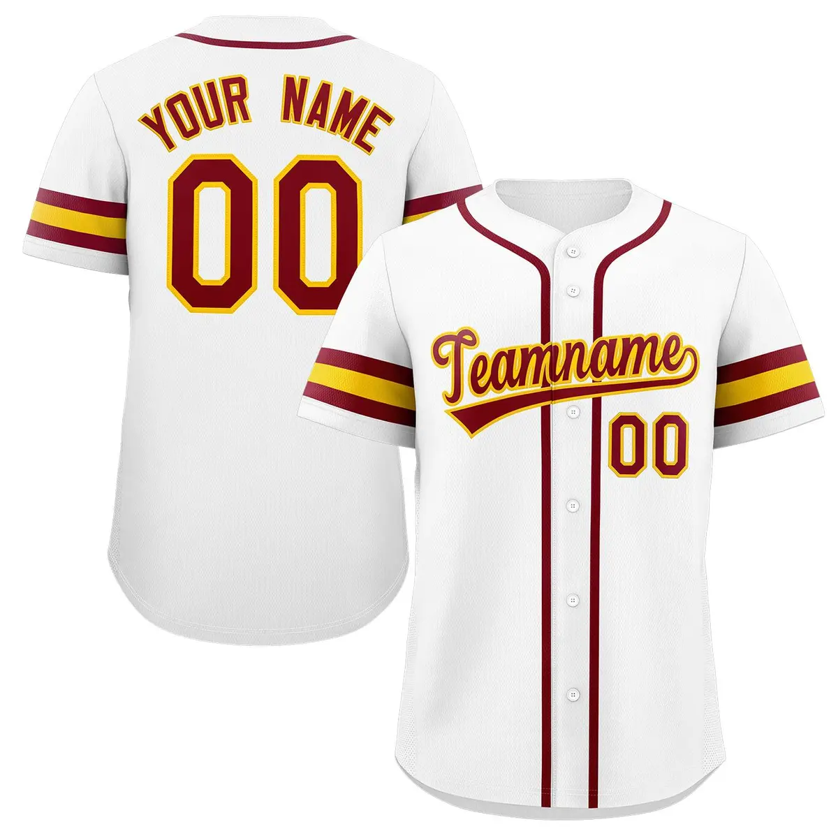 White Red-Yellow Classic Authentic Baseball Jersey