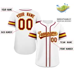 White Red-Yellow Classic Authentic Baseball Jersey 2