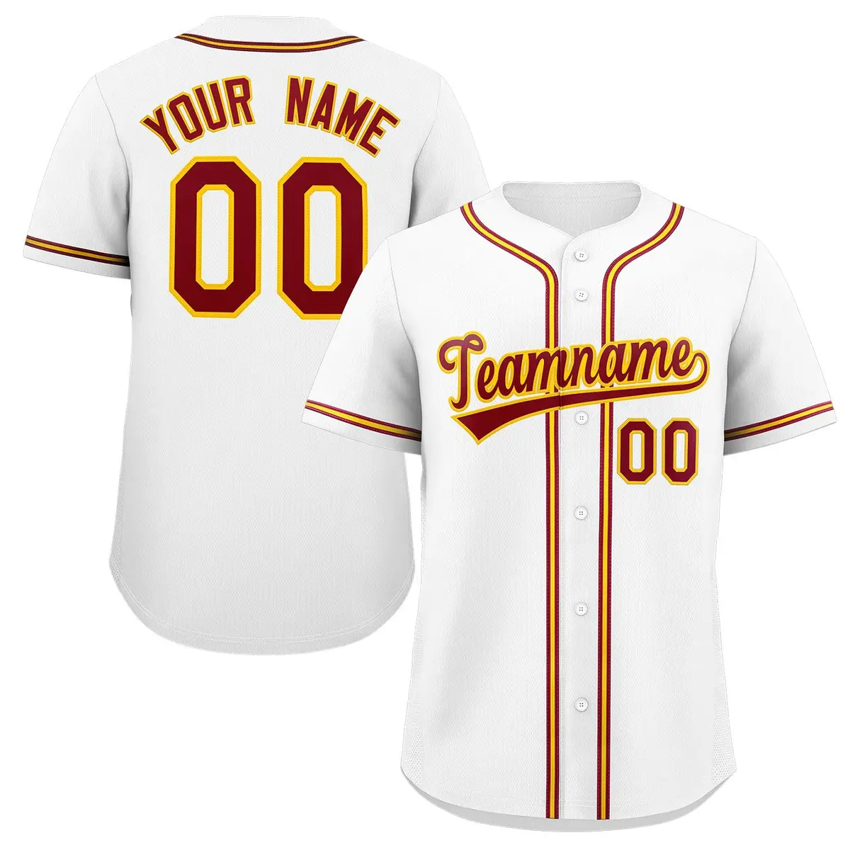 White Red-Yellow Classic Authentic Baseball Jersey
