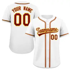 White Red-Yellow Classic Authentic Baseball Jersey