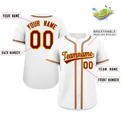 White Red-Yellow Classic Authentic Baseball Jersey 2