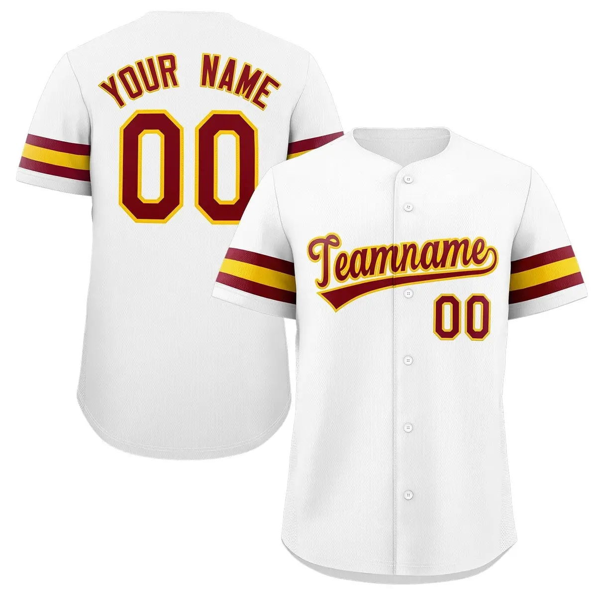 White Red-Yellow Classic Authentic Baseball Jersey
