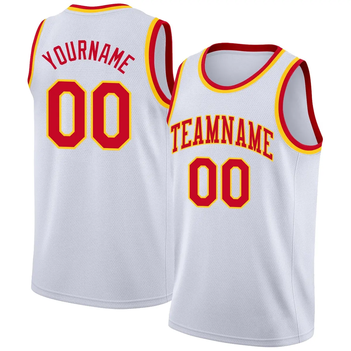 White Red-Yellow Classic Basketball Jersey