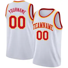 White Red-Yellow Classic Basketball Jersey