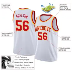 White Red-Yellow Classic Basketball Jersey 2