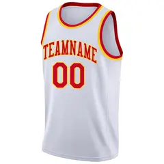 White Red-Yellow Classic Basketball Jersey 5