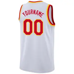 White Red-Yellow Classic Basketball Jersey 6