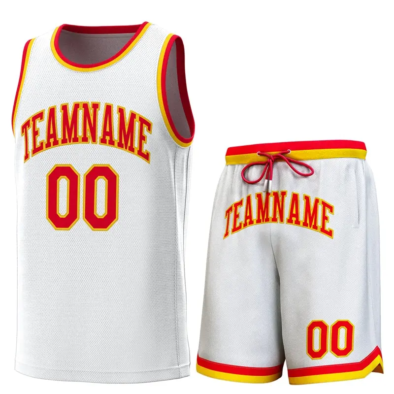 White Red-Yellow Classic Sets Basketball Jersey