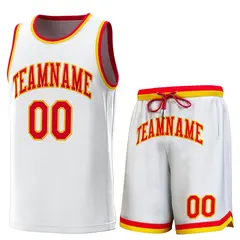 White Red-Yellow Classic Sets Basketball Jersey 1