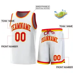 White Red-Yellow Classic Sets Basketball Jersey 2