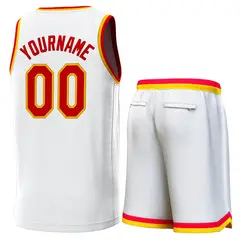 White Red-Yellow Classic Sets Basketball Jersey 3