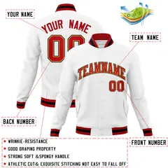White Red-Yellow Classic Varsity Full-Snap Letterman Jacket 4