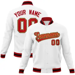 White Red-Yellow Classic Varsity Full-Snap Letterman Jacket 1