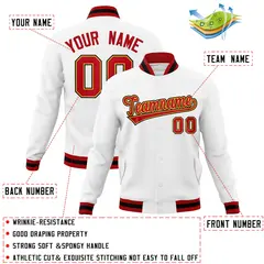 White Red-Yellow Classic Varsity Full-Snap Letterman Jacket 4