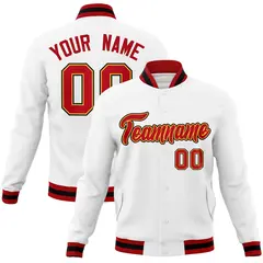 White Red-Yellow Classic Varsity Full-Snap Letterman Jacket 1