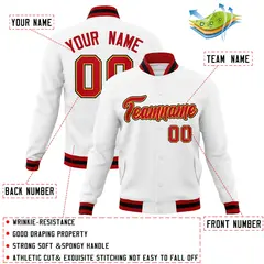 White Red-Yellow Classic Varsity Full-Snap Letterman Jacket 4