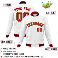 White Red-Yellow Classic Varsity Full-Snap Letterman Jacket 4