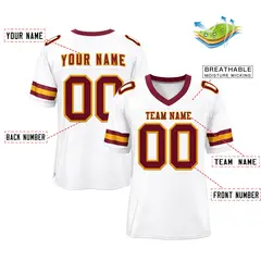 White Red-Yellow Mesh Football Jersey 2