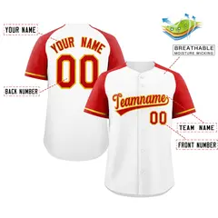 White Red-Yellow Raglan Sleeves Authentic Baseball Jersey 2