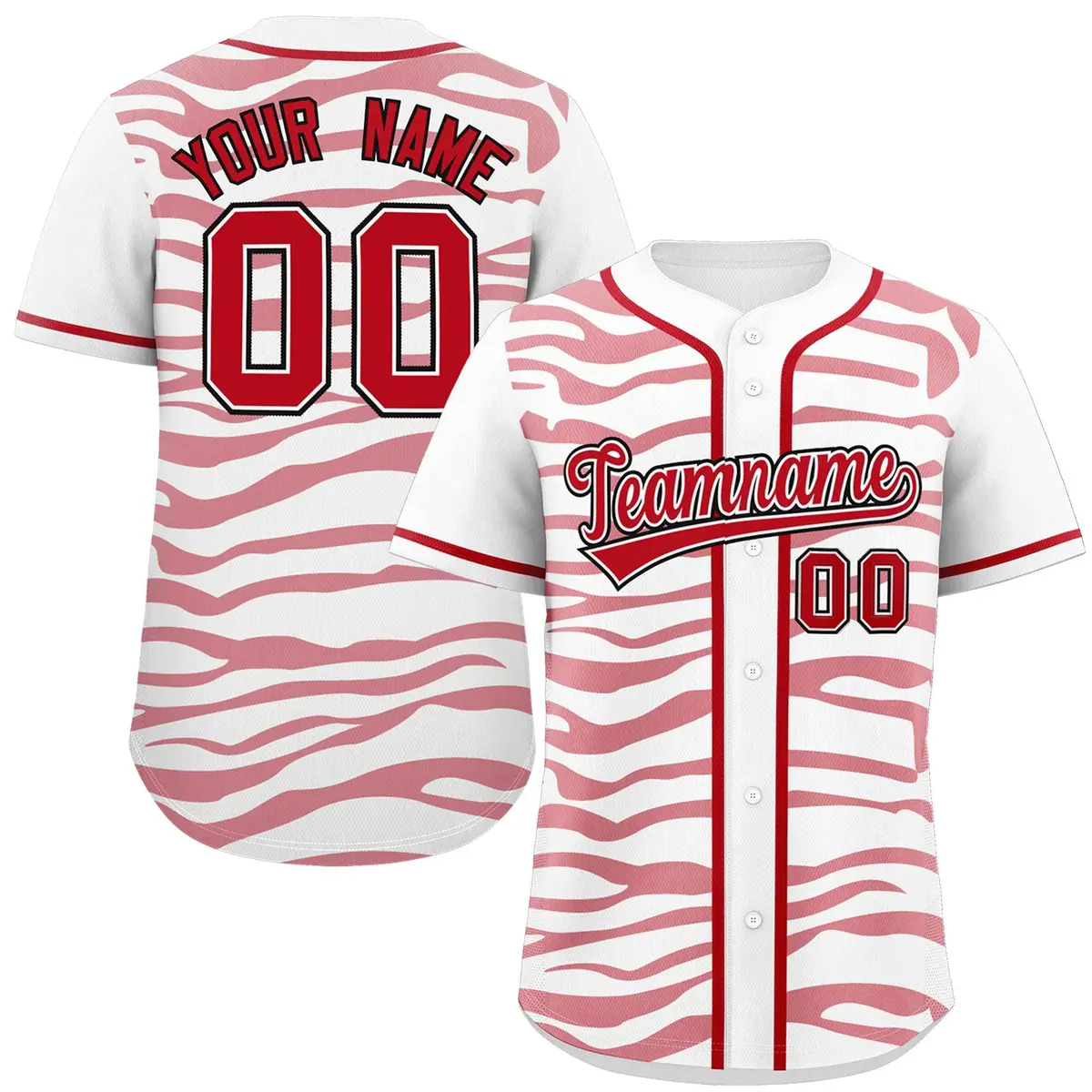 White Red Zebra Stripes Graffiti Authentic Baseball Jersey