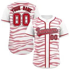 White Red Zebra Stripes Graffiti Authentic Baseball Jersey